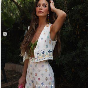 ZARA Linen printed vest White multicolor XS S XL